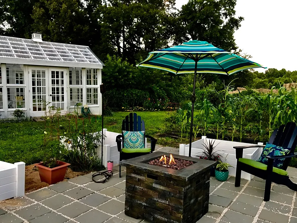 Firepit built into a patio.