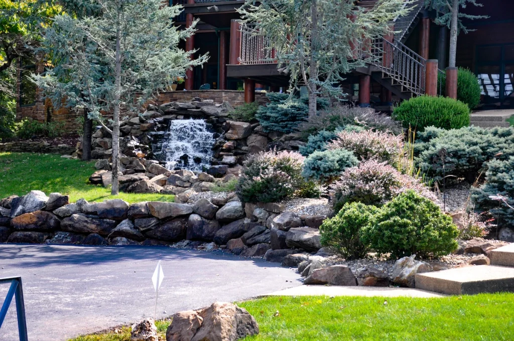 Waterfall water feature.