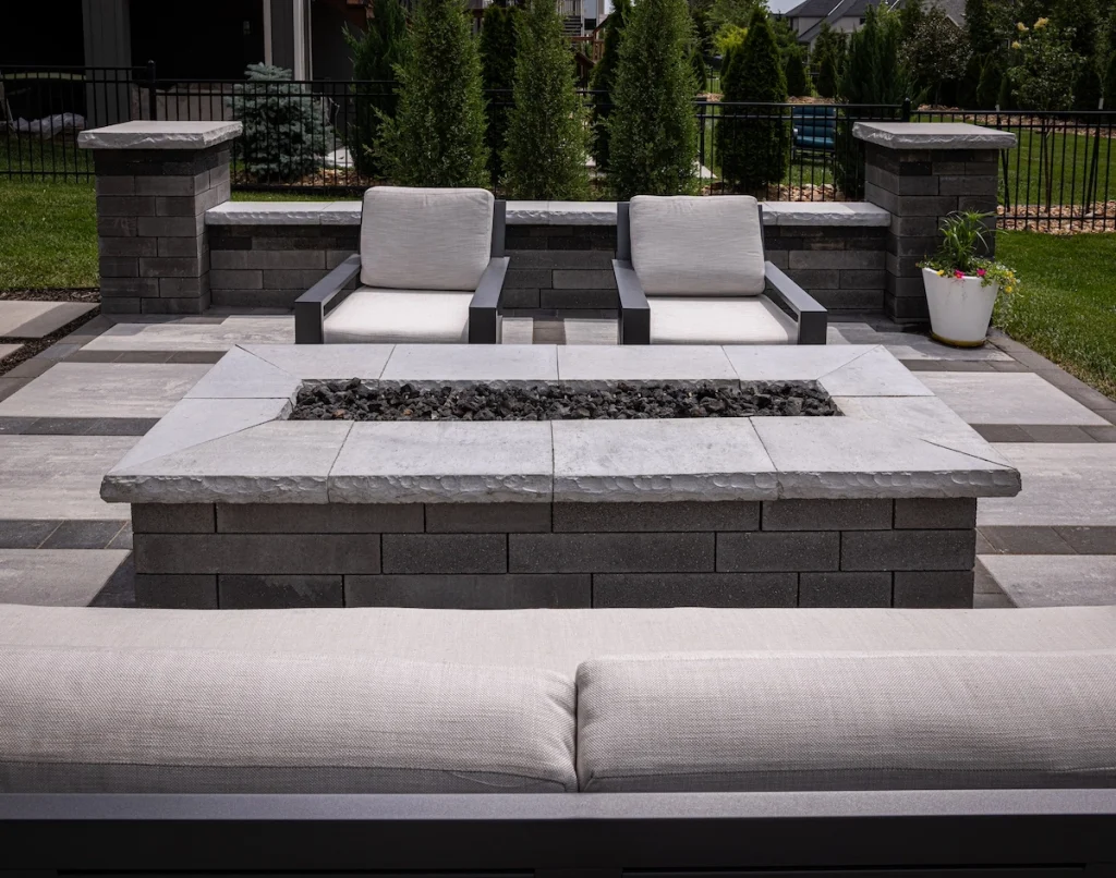 Low straight view of fire pit.
