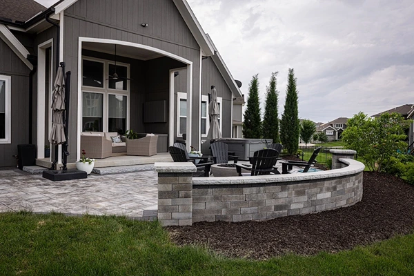 Backyard patio and seating.