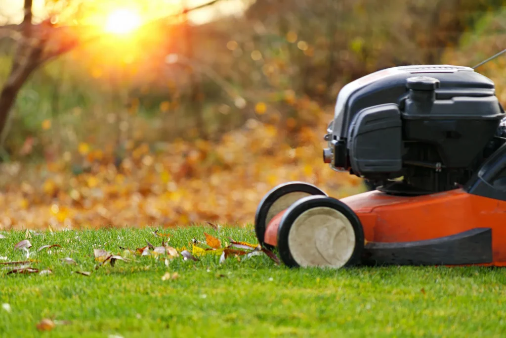 Lawn mower in the fall.